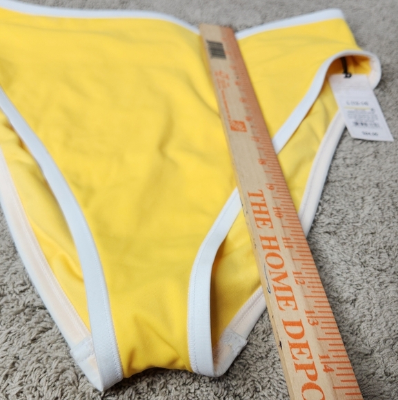 Women's High Waist High Leg Cheeky Contrast Band Bikini Bottom Shade & Shore L - Picture 9 of 10